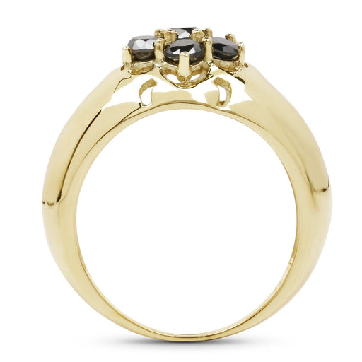 Bids.com 14K Yellow Gold Plated 0.98 Carat Genuine Black Diamond .925 Sterling Silver Ring Rings White Smoke size 8.00,size 9.00,size 6.00,size 7.00