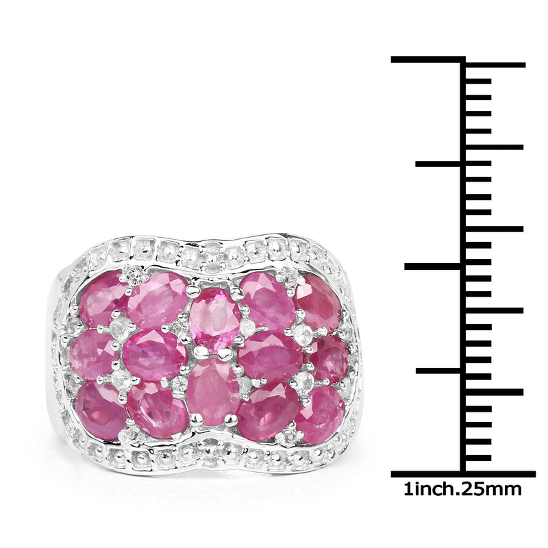 Bids.com 3.04 Carat Genuine Ruby & White Topaz .925 Sterling Silver Ring Rings White Smoke size 6.00,size 8.00,size 7.00,size 9.00