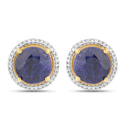 Bids.com 5.20 Carat Dyed Sapphire and White Diamond .925 Sterling Silver Earrings Earrings White Smoke