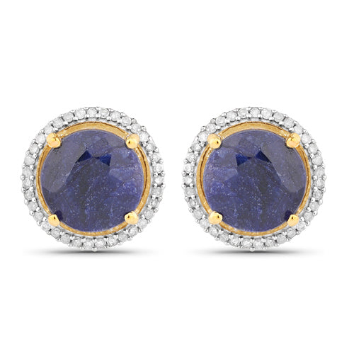 Bids.com 5.20 Carat Dyed Sapphire and White Diamond .925 Sterling Silver Earrings Earrings White Smoke