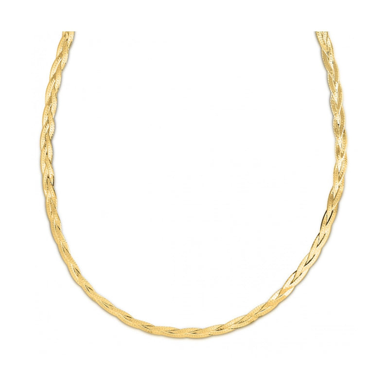 Bids.com 14k Yellow Gold Braided Herringbone Chain (3.20 mm) Necklaces White Smoke 16 / Yellow Gold,18 / Yellow Gold,20 / Yellow Gold