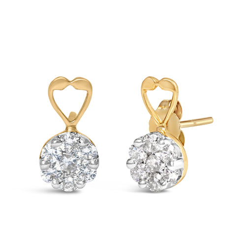 Bids.com 14K Yellow Gold 1ct. TDW Round-cut Diamond Earrings (I-J,SI2-I1) Earrings White Smoke Yellow.Gold / 1.14