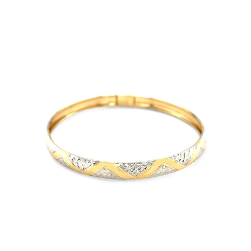 Bids.com 10k Two-Tone Gold Textured Zigzag Style Bangle Bracelets White Smoke 7 / Two-Tone Gold