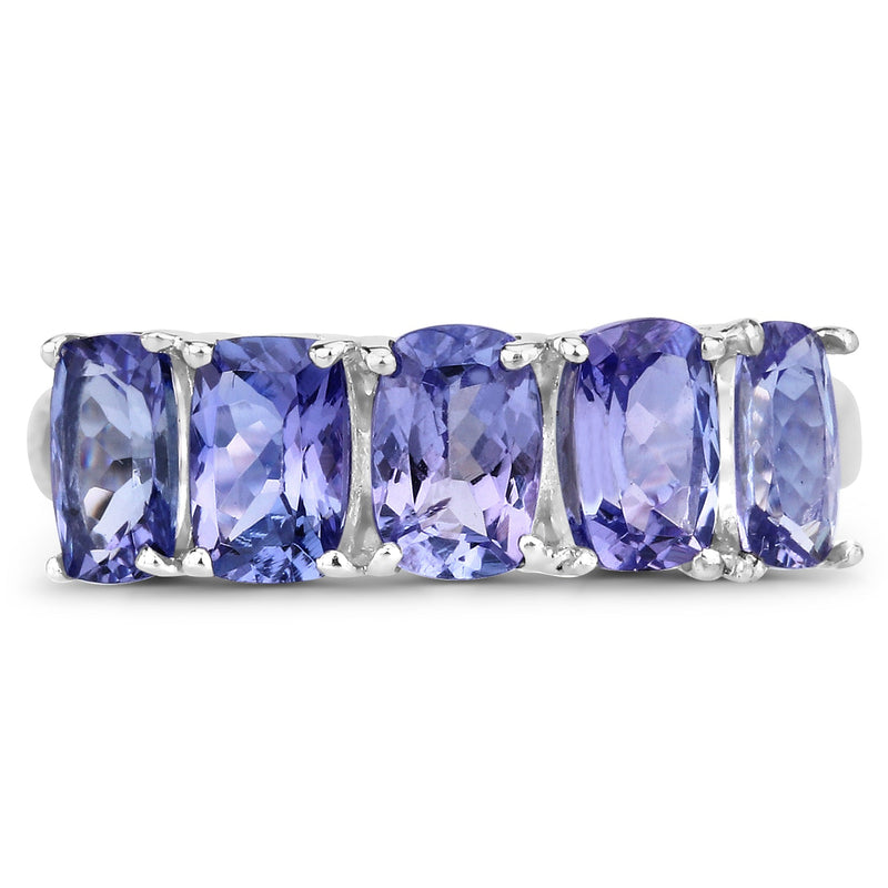 Bids.com 2.65 Carat Genuine Tanzanite .925 Sterling Silver Ring Rings White Smoke size 7.00,size 9.00,size 5.00,size 6.00,size 8.00,size 10.00