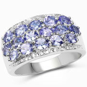 Bids.com 2.76 Carat Genuine Tanzanite and White Topaz .925 Sterling Silver Ring Rings White Smoke size 6.00,size 8.00,size 6.50,size 7.00,size 9.00,size 8.50,size 5.00