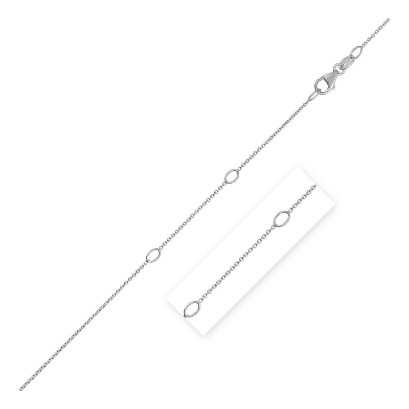 Bids.com Adjustable Cable Chain in 14k White Gold (1.0mm) Necklaces White Smoke 18 / White Gold