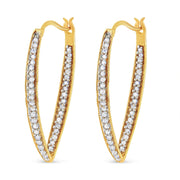 Bids.com 10K Yellow Gold 1/2 Cttw Round-Cut Diamond Modern Hoop Earrings (I-J Color, I2-I3 Clarity) Earrings White Smoke Yellow.Gold / 0.5