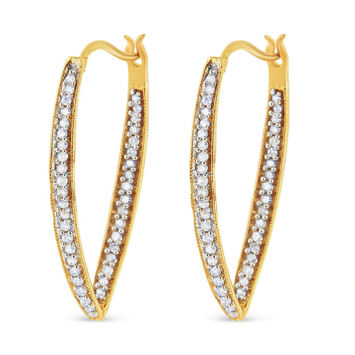 Bids.com 10K Yellow Gold 1/2 Cttw Round-Cut Diamond Modern Hoop Earrings (I-J Color, I2-I3 Clarity) Earrings White Smoke Yellow.Gold / 0.5