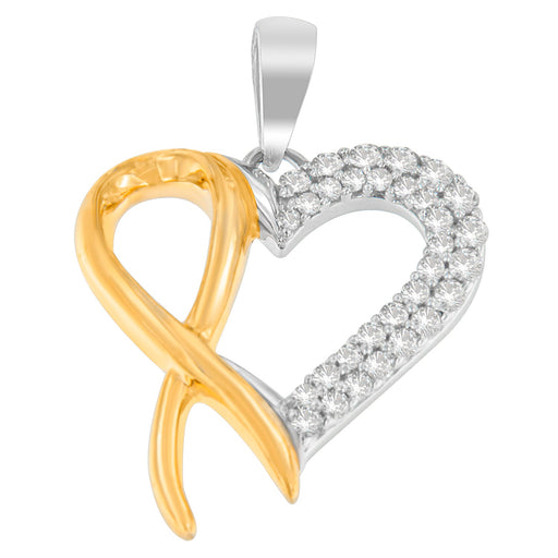 Bids.com .925 Sterling Silver Two Toned 1/4 cttw Round Cut Diamond Pendant Necklace (H-I, I2-I3) Necklaces White Smoke YellowWhite.Sterling Silver / 18