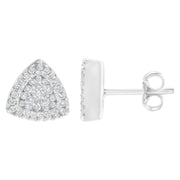 Bids.com 14K White Gold 1/2 cttw Trillion Shaped Diamond Stud Earrings (H-I Clarity, SI2-I1 Color) Earrings White Smoke White.Gold / 0.5