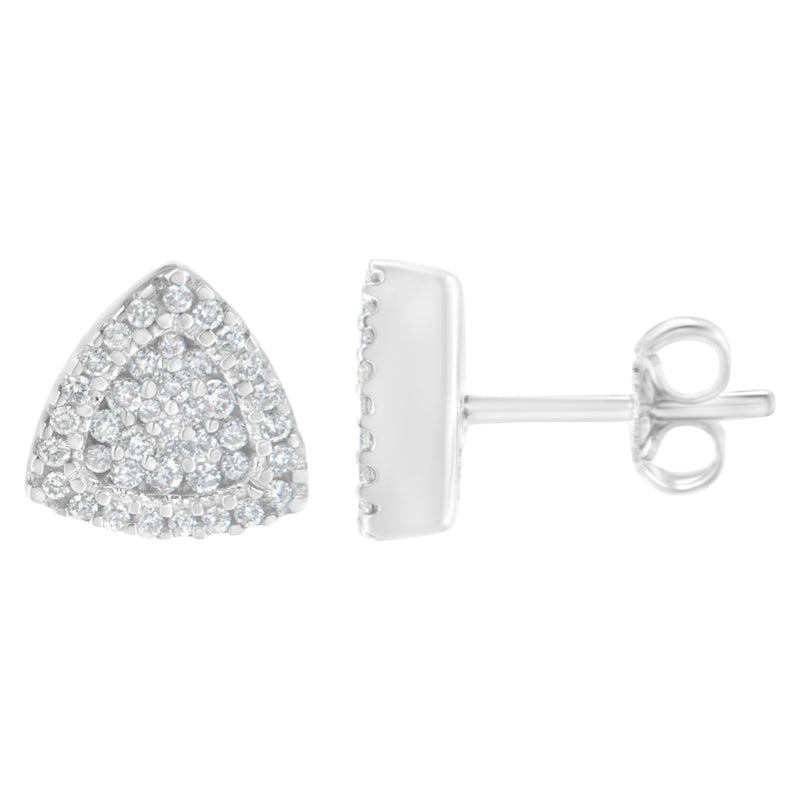 Bids.com 14K White Gold 1/2 cttw Trillion Shaped Diamond Stud Earrings (H-I Clarity, SI2-I1 Color) Earrings White Smoke White.Gold / 0.5