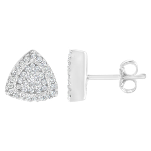 Bids.com 14K White Gold 1/2 cttw Trillion Shaped Diamond Stud Earrings (H-I Clarity, SI2-I1 Color) Earrings White Smoke White.Gold / 0.5