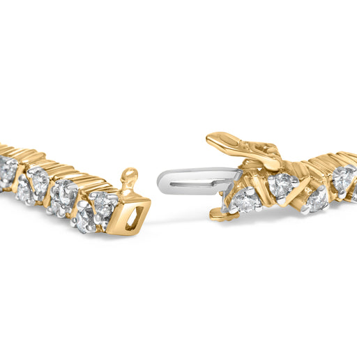 Bids.com 14K Yellow Gold 4.00 Cttw Diamond Triangle Link Tennis Bracelet (H-I Color, I1-I2 Clarity) - 7" Inches Bracelets White Smoke Yellow.Gold / 7