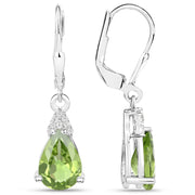 Bids.com 2.80 Carat Genuine Peridot and White Zircon .925 Sterling Silver Earrings Earrings White Smoke