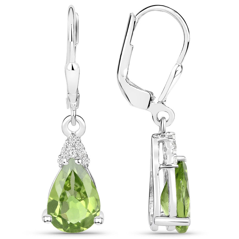 Bids.com 2.80 Carat Genuine Peridot and White Zircon .925 Sterling Silver Earrings Earrings White Smoke