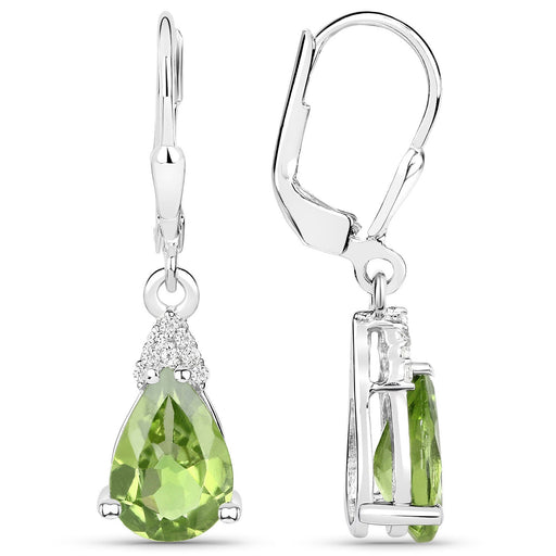 Bids.com 2.80 Carat Genuine Peridot and White Zircon .925 Sterling Silver Earrings Earrings White Smoke