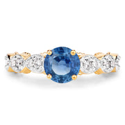 Bids.com 1.27 Carat Genuine Blue Sapphire and White Diamond 14K Yellow Gold Ring Rings White Smoke size 7.00
