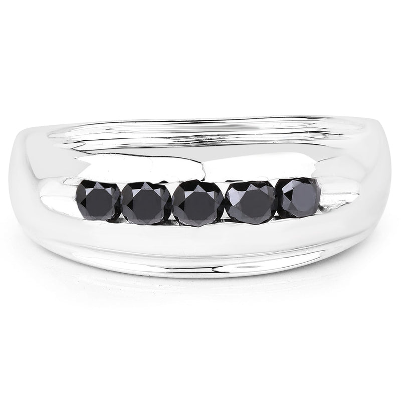 Bids.com 0.50 Carat Genuine Black Diamond .925 Sterling Silver Ring Rings White Smoke size 7.00,size 10.00,size 6.00,size 8.00,size 9.00,size 11.00,size 12.00