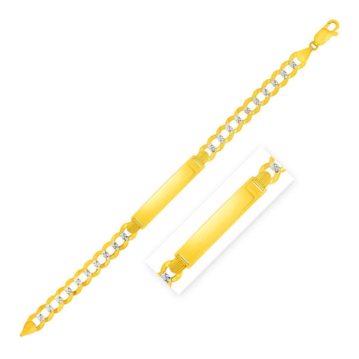 Bids.com 14k Two Tone Gold 8 1/2 inch Mens Curb Chain ID Bracelet with White Pave Bracelets White Smoke 8.5 / Two-Tone Gold