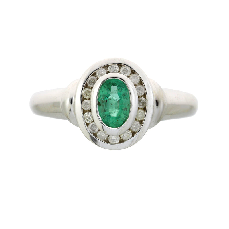 Bids.com .60ct Emerald Diamond Ring 10KT White Gold Rings White Smoke 7.0