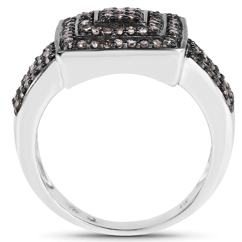 Bids.com 0.42 Carat Genuine Champagne Diamond .925 Sterling Silver Ring Rings White Smoke size 6.00,size 8.00,size 7.00,size 9.00,size 10.00
