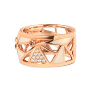 Bids.com 14K Rose Gold 1/3 Cttw Diamond and Pink Tourmaline Cigar Band Ring with White Enamel (G-H Color, SI1-SI2 Clarity) Rings Navajo White 7 / Rose.Gold