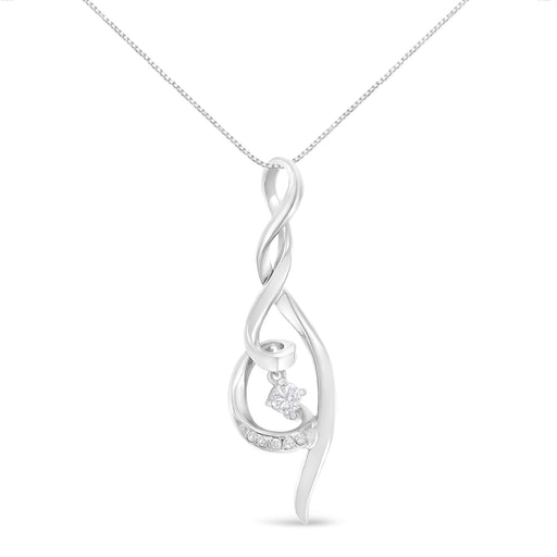 Bids.com Espira 10K White Gold 1/10 cttw Diamond Swirl Pendant Necklace (I-J, I1-I2) Necklaces White Smoke White.Gold / 18