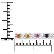 Bids.com 0.88 Carat Genuine Multi Sapphire .925 Sterling Silver Bracelet Bracelets White Smoke size 10.00