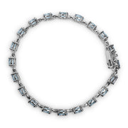 Bids.com .925 Sterling Silver 11.0 Cttw Oval Shaped Created Light Blue Topaz Link Bracelet - 7 inch Bracelets White Smoke White.Sterling Silver / 7