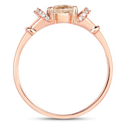 Bids.com 0.75 Carat Genuine Morganite and White Diamond 14K Rose Gold Ring Rings White Smoke size 7.00,size 5.00,size 6.00,size 8.00,size 9.00,size 7.50
