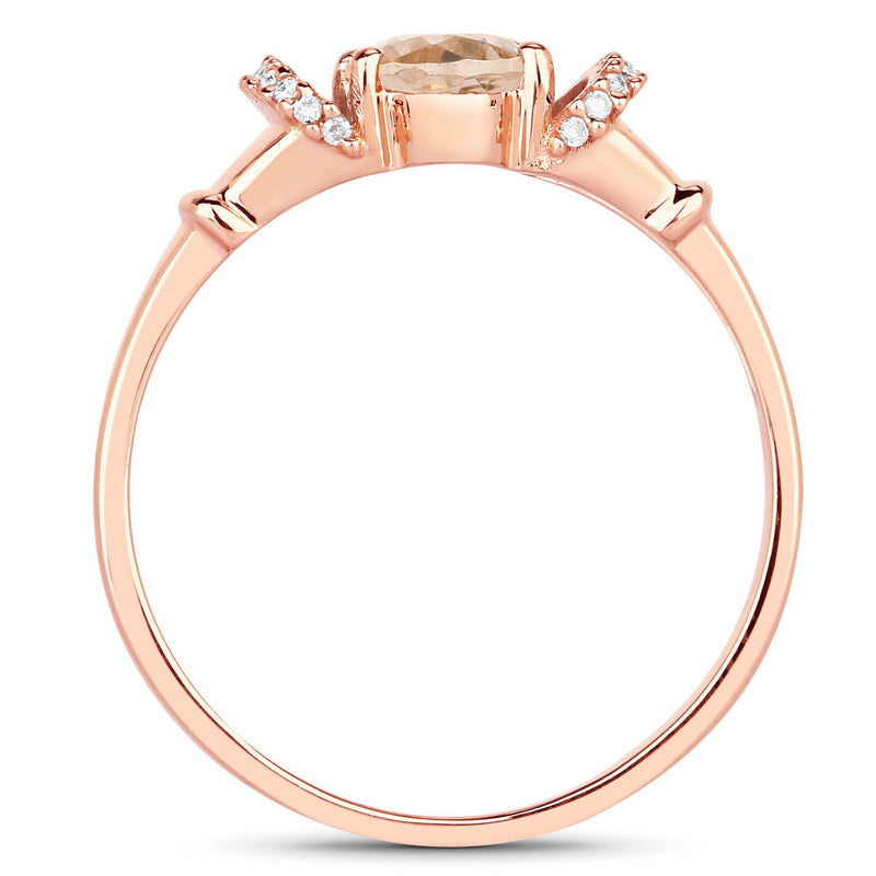 Bids.com 0.75 Carat Genuine Morganite and White Diamond 14K Rose Gold Ring Rings White Smoke size 7.00,size 5.00,size 6.00,size 8.00,size 9.00,size 7.50