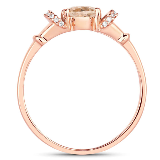 Bids.com 0.75 Carat Genuine Morganite and White Diamond 14K Rose Gold Ring Rings White Smoke size 7.00,size 5.00,size 6.00,size 8.00,size 9.00,size 7.50