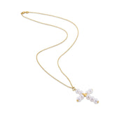 Bids.com 14k Yellow Gold Pearl Cross Pendant Pendants White Smoke 18 / Yellow Gold
