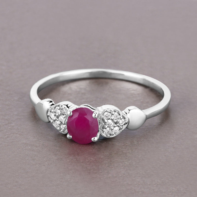 Bids.com 0.36 Carat Genuine Ruby and White Diamond 14K White Gold Ring Rings Light Slate Gray size 5.00,size 6.00,size 7.00,size 8.00,size 9.00