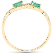 Bids.com 0.35 Carat Genuine Zambian Emerald and White Diamond 14K Yellow Gold Ring Rings White Smoke size 5.00,size 6.00,size 7.00,size 8.00,size 9.00