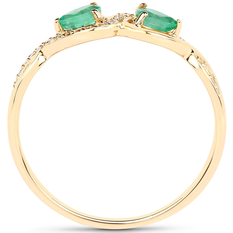 Bids.com 0.35 Carat Genuine Zambian Emerald and White Diamond 14K Yellow Gold Ring Rings White Smoke size 5.00,size 6.00,size 7.00,size 8.00,size 9.00