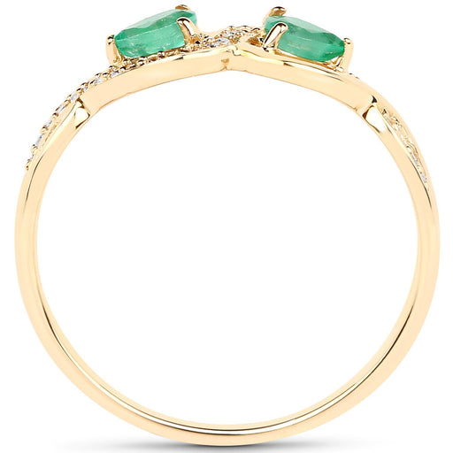 Bids.com 0.35 Carat Genuine Zambian Emerald and White Diamond 14K Yellow Gold Ring Rings White Smoke size 5.00,size 6.00,size 7.00,size 8.00,size 9.00