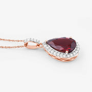 Bids.com 3.29 Carat Genuine Rhodolite and White Diamond 14K Rose Gold Pendant Pendants White Smoke