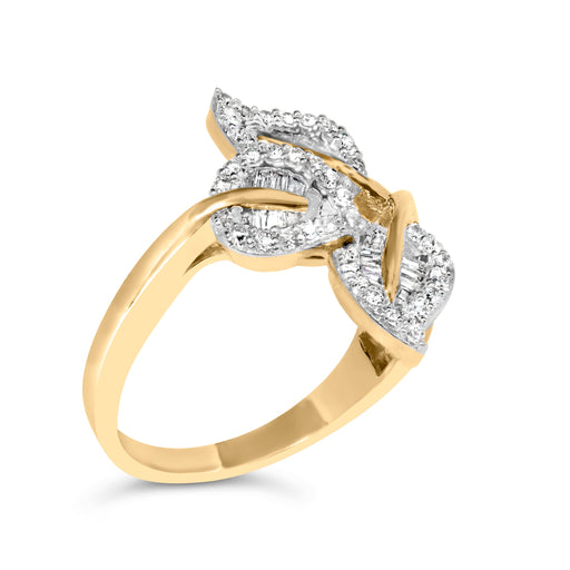 Bids.com 18K Yellow and White Gold Plated .925 Sterling Silver 3/8 Cttw Baguette and Round Diamond Bypass Triple Leaf Ring (I-J Color, I1-I2 Clarity) - Size 7 Rings White Smoke 7 / Yellow.Sterling Silver,9 / Yellow.Sterling Silver,6 / Yellow.Sterling Silver,8 / Yellow.Sterling Silver,5 / Yellow.Sterling Silver