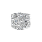 Bids.com 10K White Gold 2 1/2 Cttw Round and Baguette-Cut Diamond Multi-Row Bypass Ring (J-K Color, I2-I3 Clarity) - Ring Size 7 Rings Gray 7 / White.Gold,6 / White.Gold,8 / White.Gold,9 / White.Gold