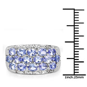 Bids.com 2.76 Carat Genuine Tanzanite and White Topaz .925 Sterling Silver Ring Rings White Smoke size 6.00,size 8.00,size 6.50,size 7.00,size 9.00,size 8.50,size 5.00