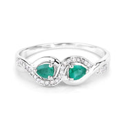 Bids.com 0.35 Carat Genuine Zambian Emerald and White Diamond 14K White Gold Ring Rings White Smoke size 7.00,size 5.00,size 6.00,size 8.00,size 9.00