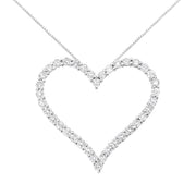 Bids.com .925 Sterling Silver 3.0 cttw Round-Cut Diamond Open Heart Pendant Necklace (I-J Color, I2-I3 Clarity) - 18" Necklaces White Smoke White.Sterling Silver / 18