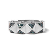 Bids.com 14K White Gold 1/4 Cttw Treated Blue Diamond Pyramid Band Ring (Blue Color, SI1-SI2 Clarity)- Size 7 Rings Light Gray 7 / White.Gold