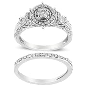 Bids.com .925 Sterling Silver 1/3 Cttw Diamond 7 Stone Cluster and Halo Engagement Ring and Wedding Band Set (I-J Color, I1-I2 Clarity) - Size 7 Rings White Smoke 9 / White.Sterling Silver,8 / White.Sterling Silver,6 / White.Sterling Silver,7 / White.Sterling Silver,5 / White.Sterling Silver,10 / White.Sterling Silver,11 / White.Sterling Silver,12 / White.Sterling Silver