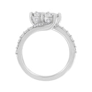 Bids.com 10K White Gold Two-Stone Miracle-Set Diamond Bypass Ring (1 Cttw, H-I Color, I1-I2 Clarity) - Size 6 Rings White Smoke 7 / White.Gold,8 / White.Gold,7.5 / White.Gold,6.5 / White.Gold,6 / White.Gold