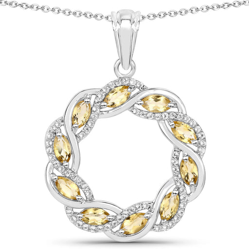 Bids.com 1.73 Carat Genuine Citrine and White Topaz .925 Sterling Silver Pendant Pendants White Smoke