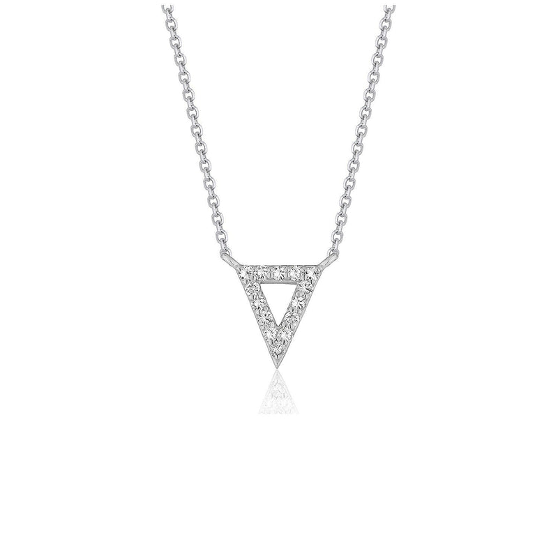 Bids.com Diamond Inverted Triangle Pendant in 14k White Gold Necklaces White Smoke 16 / White Gold