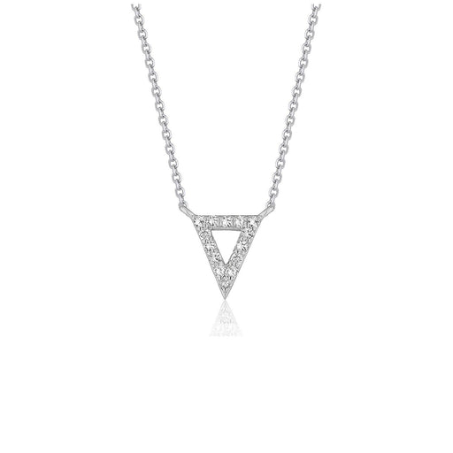 Bids.com Diamond Inverted Triangle Pendant in 14k White Gold Necklaces White Smoke 16 / White Gold