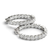 Bids.com 14k White Gold Two Sided Prong Set Diamond Hoop Earrings (3 1/2 cttw) Earrings White Smoke White Gold